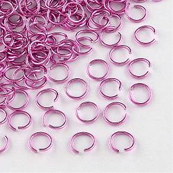 Filo di alluminio anelli aperti di salto, rosa caldo, 20 gauge, 6x0.8mm, diametro interno: 5mm, circa 43000pcs/1000g