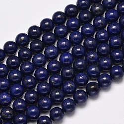 Naturales lapis lazuli teñidos abalorios redondos hebras, 4mm, agujero: 1 mm, aproximamente 88~92 pcs / cadena, 15.1 pulgada
