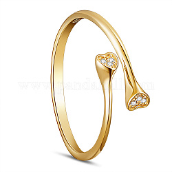 Anelli in argento sterling shegrace 925, anelli aperti, con il grado aaa zirconi, cuore, vero placcato oro 18k, misura degli stati uniti 8 1/2 (18.5mm)