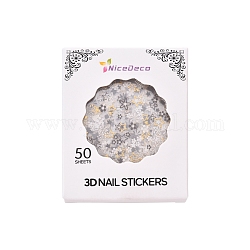 Nail Art Stickers Decals, Self Adhesive, for Nail Tips Decorations, Flower Pattern, Mixed Color, 63x53mm, 30sheets/set