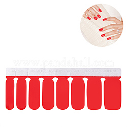 Einfarbige, vollflächige, beste Nagelaufkleber, selbstklebend, für Frauen Mädchen Maniküre Nail Art Dekoration, rot, 10.9x3.9 cm