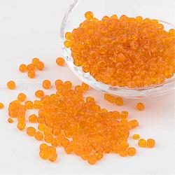 6/0 Perlas de semillas de vidrio, transparente, redondo, naranja, 4mm, agujero: 1.5 mm, aproximamente 496 unidades / 50 g