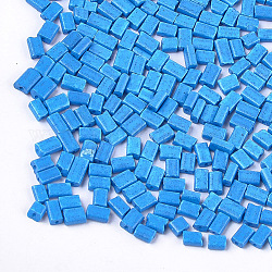Backfarbe flache Glasperlen, Rechteck, Verdeck blau, 4~7x3~4x2.5 mm, Bohrung: 0.8 mm, ca. 2500 Stk. / Beutel