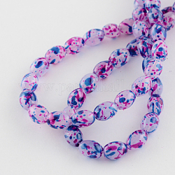 Spray Painted Transparent Glass Bead Strands, Oval, Dark Violet, 11x8x8mm, Hole: 2mm, about 65~68pcs/strand, 31.5 inch