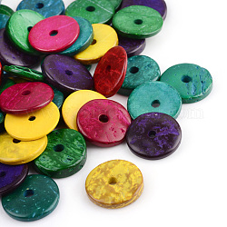 Perle di legno naturale tinte, rotondo e piatto, colore misto, 20x2~5mm, Foro: 3.5 mm, circa 900pcs/1000g