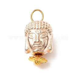 Buddha Head Tibetan Style Alloy Pendants, with 304 Stainless Steel Ball Head Pins & Flower Alloy Spacer Beads, Light Gold, 18x9x8mm, Hole: 3mm