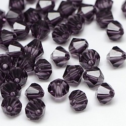 Imitation 5301 Bicone Beads, Transparent Glass Faceted Beads, Indigo, 4x3mm, Hole: 1mm, about 720pcs/bag