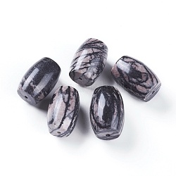 Perles en pierre de soie / pierres de pierre noires naturelles, baril, 24~28x17~20mm, Trou: 1.5~2mm