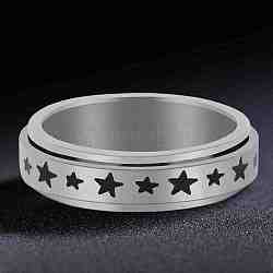Вращающееся кольцо из титановой стали, Кольцо-спиннер для снятия беспокойства и стресса, платина, звезда картины, размер США 12 (21.4 мм)