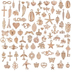 96 pièces pendentifs en alliage, pour bijoux collier bracelet boucle d'oreille fabrication artisanat, formes mixtes, or, 7~21x8~12mm