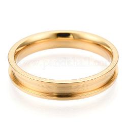 201 Stainless Steel Grooved Finger Ring Settings, Ring Core Blank, for Inlay Ring Jewelry Making, Golden, Inner Diameter: 18mm
