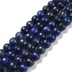 Naturales lapis lazuli teñidos abalorios hebras, facetas (128 facetas), redondo, 8mm, agujero: 1.2 mm, aproximamente 47 pcs / cadena, 14.96'' (38 cm)