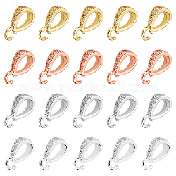 DICOSMETIC 20Pcs 4 Colors Cubic Zirconia Bail Beads Hanger Links Brass Ice Pick Pinch Bails Rose Gold/Platinum/Gold/Silver Teardrop Connectors Bails Beads for Jewellery Making Hole: 5.5x3.5mm