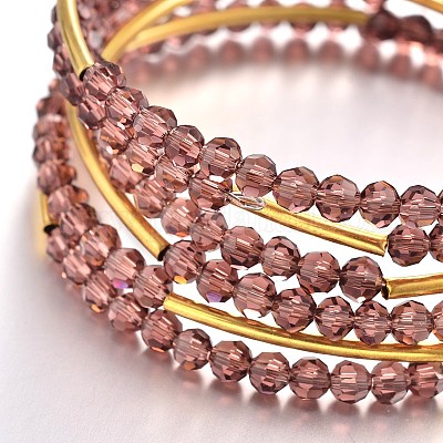 Beaded Brass and Glass Beaded Wrap Bracelet