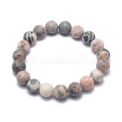 Bracciali elasticizzati con perle di diaspro naturale zebra&nbsp;BJEW-K212-C-035-1