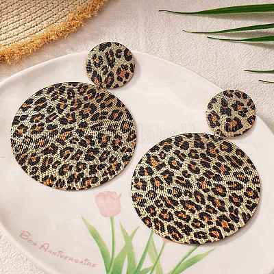 Orecchini pendenti in lega con stampa leopardata&nbsp;EJEW-K304-01C-G-1
