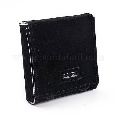 Wholesale PandaHall Black Travel Jewellery Organizer Roll Foldable