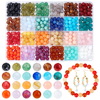 24 Farbe runde Edelstein-Imitations-Acrylperlen&nbsp;OACR-PH0004-09C-1