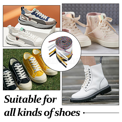 10 paio di lacci per scarpe in plastica riflettente glitterati di