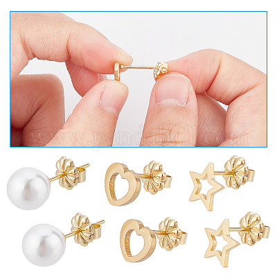 Shop Beebeecraft 40Pcs 2 Style Earring Backs for Studs 18K Gold Plated Ear  Nuts Replacement for Diamond Studs Heavy Droopy Earrings Hypoallergenic  Rubber Earring Stoppers for Jewelry Making - PandaHall Selected