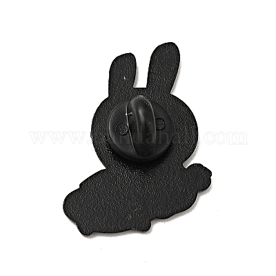 PandaHall Cartoon Rabbit Enamel Pins, Black Alloy Badge for Women, Pen, 29x8x2mm Alloy+Enamel Pen