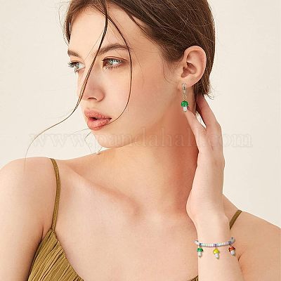 5 Ciondoli Fungo Fluorescenti Fatti A Mano 25x15mm - Perline Per Creare Gioielli Fai Da Te