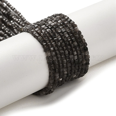 Brins de perles d'obsidienne argent naturel&nbsp;G-B074-C10-01-1