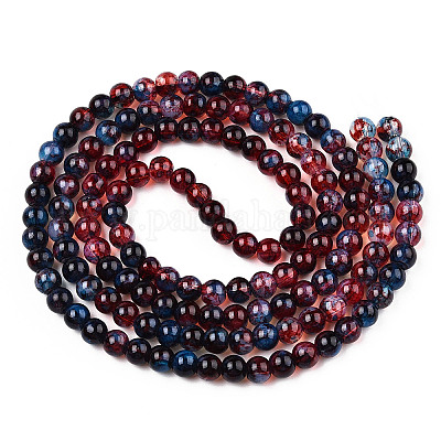 Chapelet de perles en verre baking paint&nbsp;X-DGLA-Q023-6mm-DB70-1