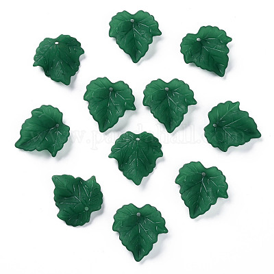20 feuilles acryliques vertes style feuille de vigne 24mm x 22.5mm