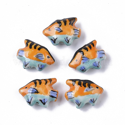 手作りの陶器ビーズ ファミーユスタイルバラ 魚 ダークオレンジ 12 5x16x6mm 穴 1 4mmの通販 Jp Pandahall Com