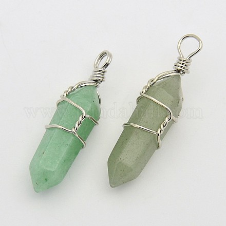 Faceted Bullet Platinum Plated Brass Gemstone Double Terminated Pointed Pendants G-J265-09-1