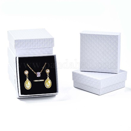 Boîtes carrées de bijoux en carton CBOX-N012-34B-1