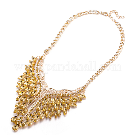 Fashion Women Jewelry Zinc Alloy Glass Rhinestone Bib Statement Choker Collar Necklaces NJEW-BB15118-A-1