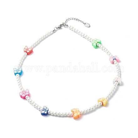 Collane di perline rotonde di perle di vetro per bambini NJEW-JN03606-1