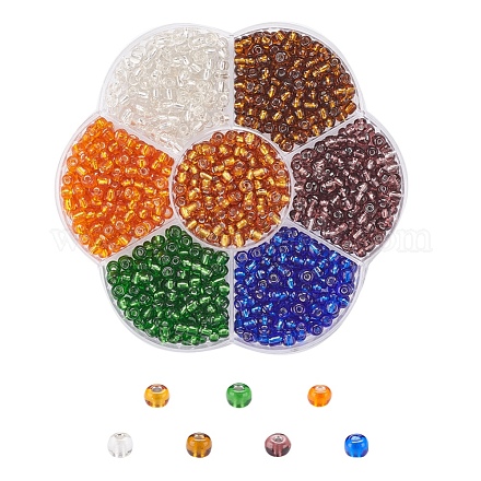 Perles de rocaille rondes en verre 7 couleurs SEED-YW0001-24C-02-1