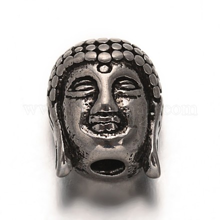 Tête de buddha rétro 304 perles en acier inoxydable STAS-F073-41-1