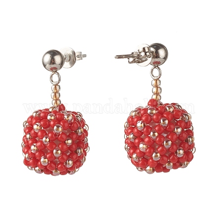 Boucles d'oreilles pendantes en perles de rocaille japonaises toho EJEW-JE04762-01-1