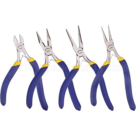 BENECREAT 4-Piece Precision Comfort Jewelry Pliers Set for Jewelry Making - Long Nose with Cutter/Round Nose/Long Nose/Side Cutting Pliers PT-BC0001-12-1