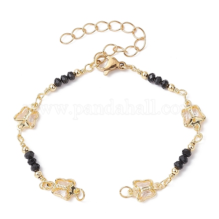 Fabrication de bracelets de chaînes de perles en laiton faites à la main AJEW-JB01150-27-1