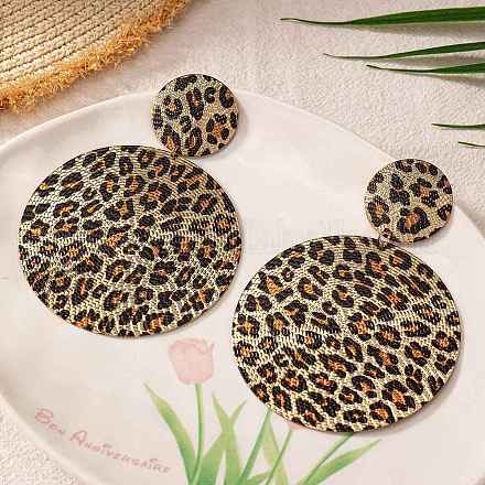 Orecchini pendenti in lega con stampa leopardata EJEW-K304-01C-G-1
