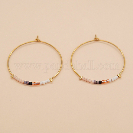 Glass Seed Beaded Hoop Earrings XS8443-5-1