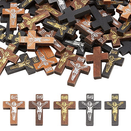 Nbeads 100 piezas colgantes de cruz de madera DIY-NB0007-51-1