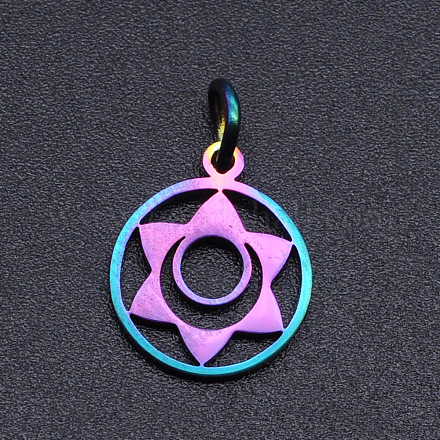 Chakra Theme Ion Plating(IP) 201 Stainless Steel Charms STAS-T054-JN403Q-7-1