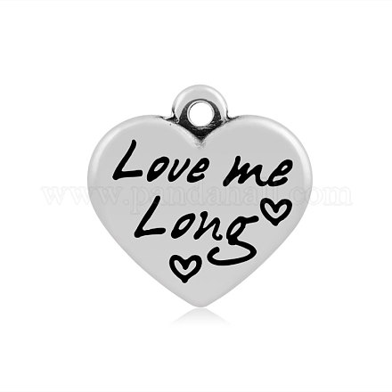 Heart with Word Love Me Long 316 Surgical Stainless Steel Pendants STAS-I061-128-1