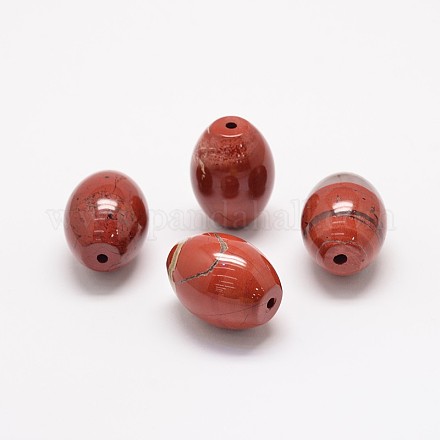 Natural Red Jasper Oval Beads G-P076-32C-1
