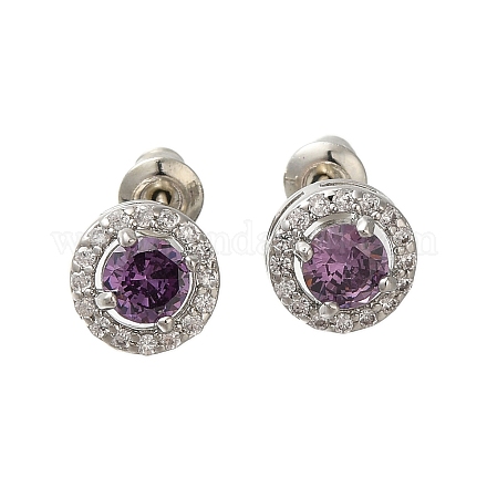Серьги из латуни с микропаве и цирконием в стойке EJEW-I304-19P-05-1
