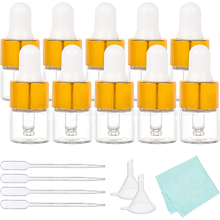 BENECREAT 50 Pack 1ml Clear Glass Bottles with Dropper Pipettes Mini Empty Eye Glass Dropper Bottles with Pipettes MRMJ-BC0002-04-1