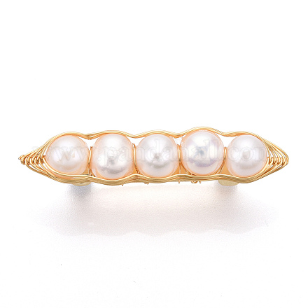 Broches de perlas naturales para mujer JEWB-N001-01G-1
