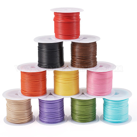 Pandahall 10 Rolls 10 Colors Waxed Polyester Cords YC-TA0001-04-1