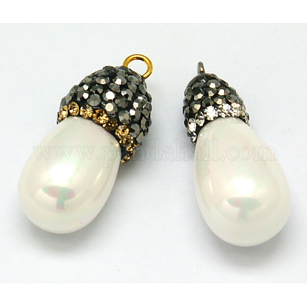 Colgantes de lágrima de perlas de concha PEAR-L013-03-1